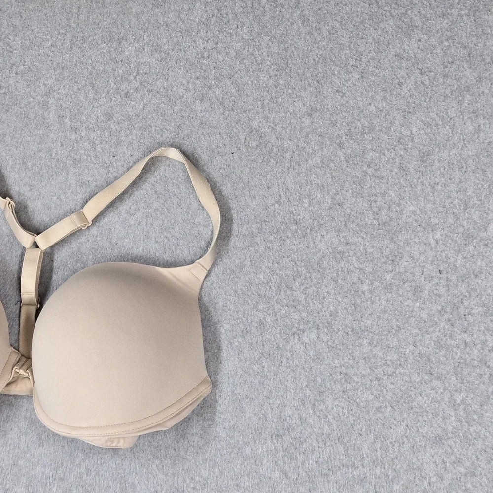 PINK Victoria's Secret Women Bra 34DD Beige Wear Everywhere Push Up Front Close